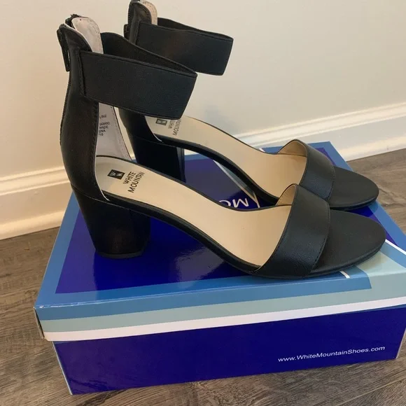 White Mountain Black 8.5 M Ermaline Ankle Strap Heels - Picture 3 of 6